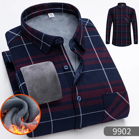 Chemise chaude à carreaux en velours épais pour homme - Livraison offerte
