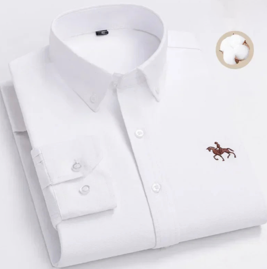 Chemise à manches longues Oxford avec logo brodé - Livraison offerte