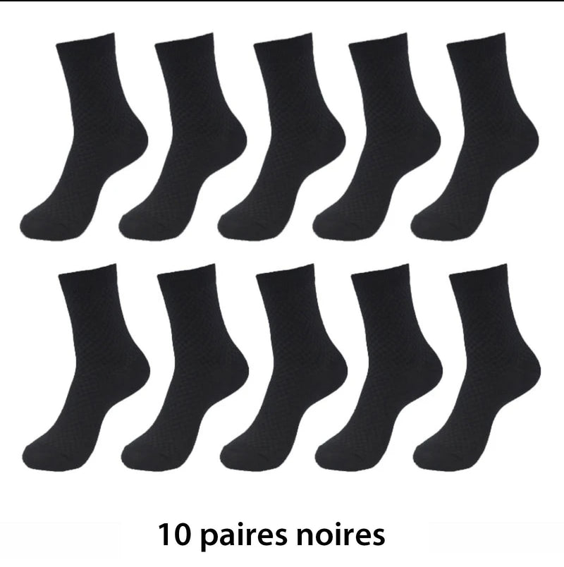 10 paires de chaussettes respirantes en fibres de bambou - Livraison offerte