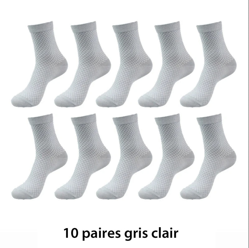 10 paires de chaussettes respirantes en fibres de bambou - Livraison offerte