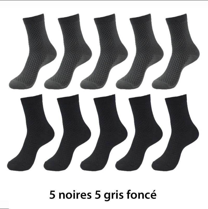 10 paires de chaussettes respirantes en fibres de bambou - Livraison offerte