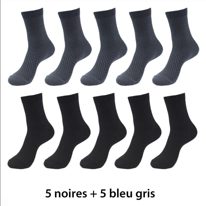 10 paires de chaussettes respirantes en fibres de bambou - Livraison offerte