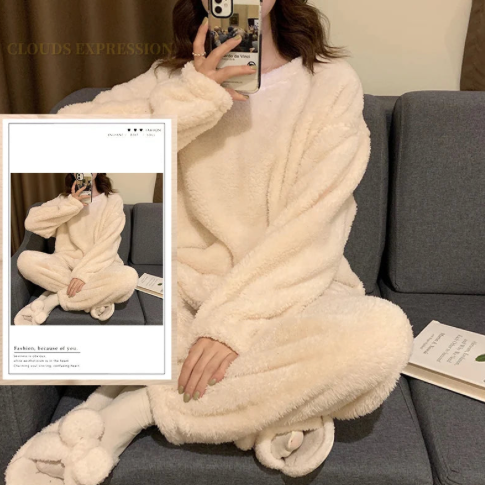 Pyjama thermique en peluche pour femme - Livraison offerte