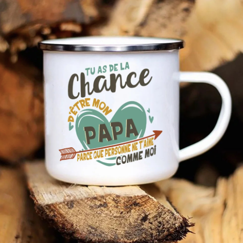 Mug en émail personnalisé PAPA - Livraison offerte