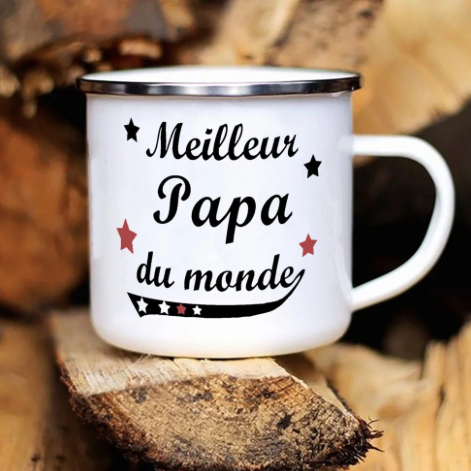 Mug en émail personnalisé PAPA - Livraison offerte