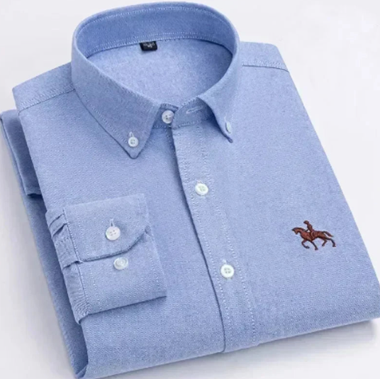 Chemise à manches longues Oxford avec logo brodé - Livraison offerte