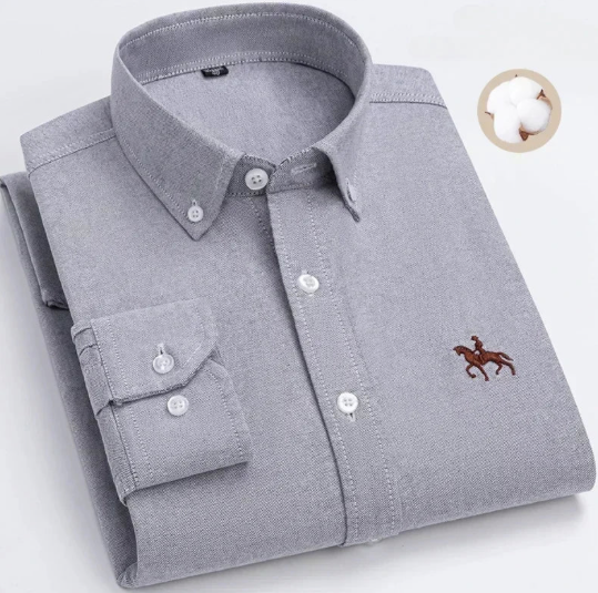 Chemise à manches longues Oxford avec logo brodé - Livraison offerte