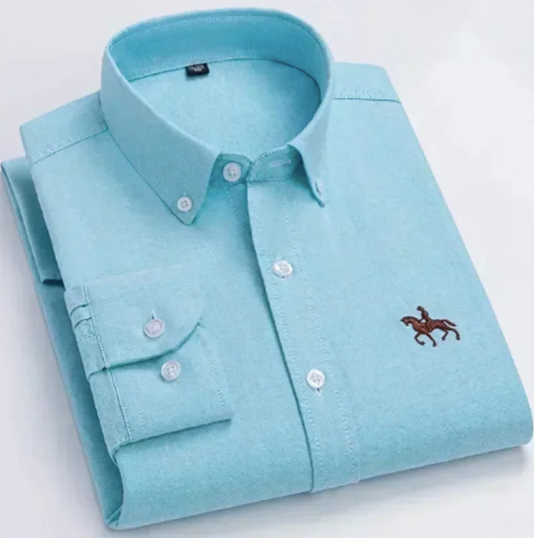 Chemise à manches longues Oxford avec logo brodé - Livraison offerte