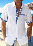 Chemise en lin à manches courtes pour homme