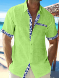 Chemise en lin à manches courtes pour homme
