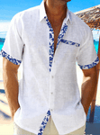 Chemise en lin à manches courtes pour homme