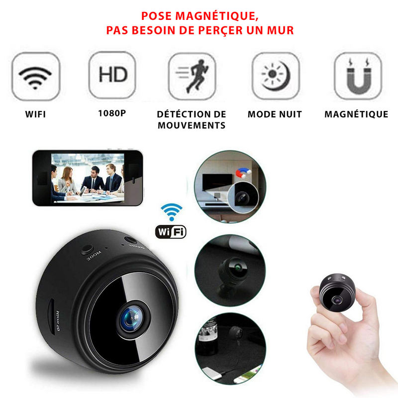 Mini caméra de surveillance wifi avec enregistreur vocal et vidéo - Livraison offerte