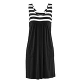Robe d'Été Marinière Sans Manches avec Poches