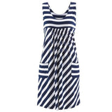 Robe d'Été Marinière Sans Manches avec Poches