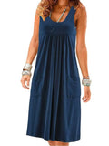 Robe d'Été Marinière Sans Manches avec Poches
