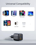 Mini chargeur Charge rapide 30W 2 en 1 - USB + Type C
