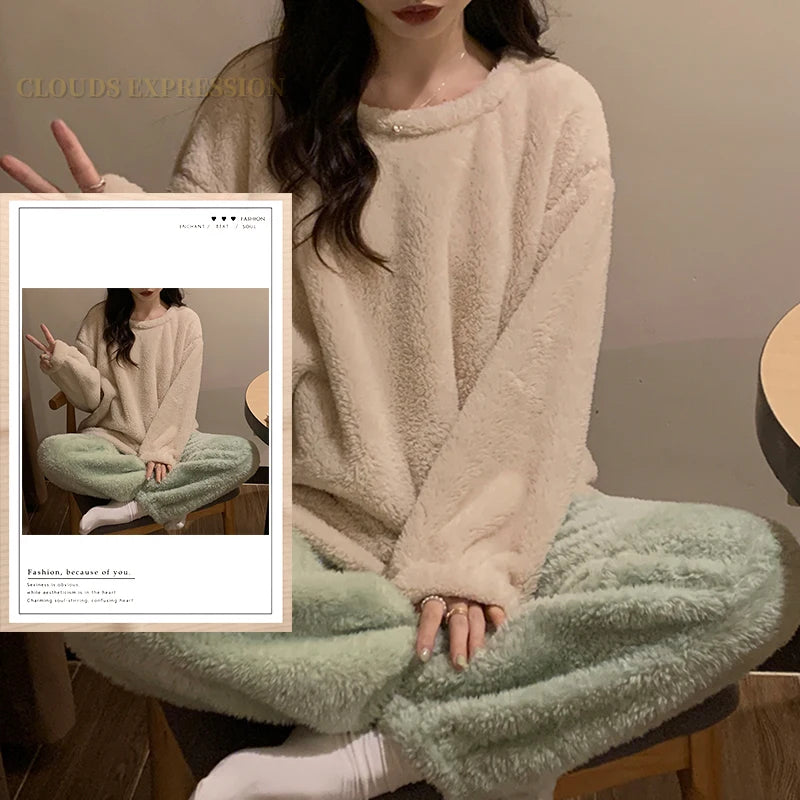 Pyjama thermique en peluche pour femme - Livraison offerte