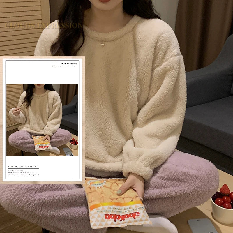 Pyjama thermique en peluche pour femme - Livraison offerte