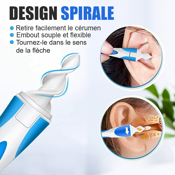 Nettoyeur d'oreille spirale réutilisable - Anti-douleur