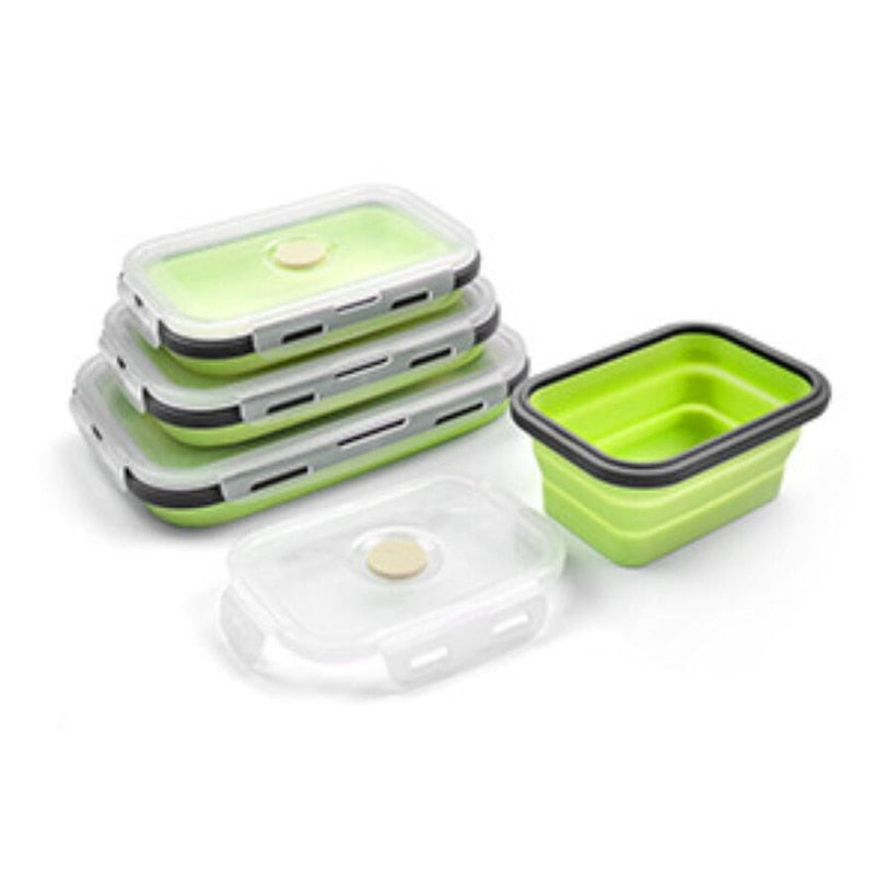 4x Boîtes pliables en silicone - Conservation alimentaire