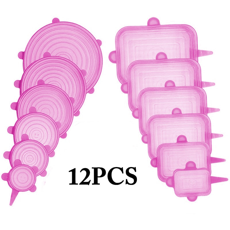 Lot de 12 Couvercles en silicone extensible