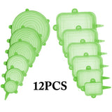 Lot de 12 Couvercles en silicone extensible