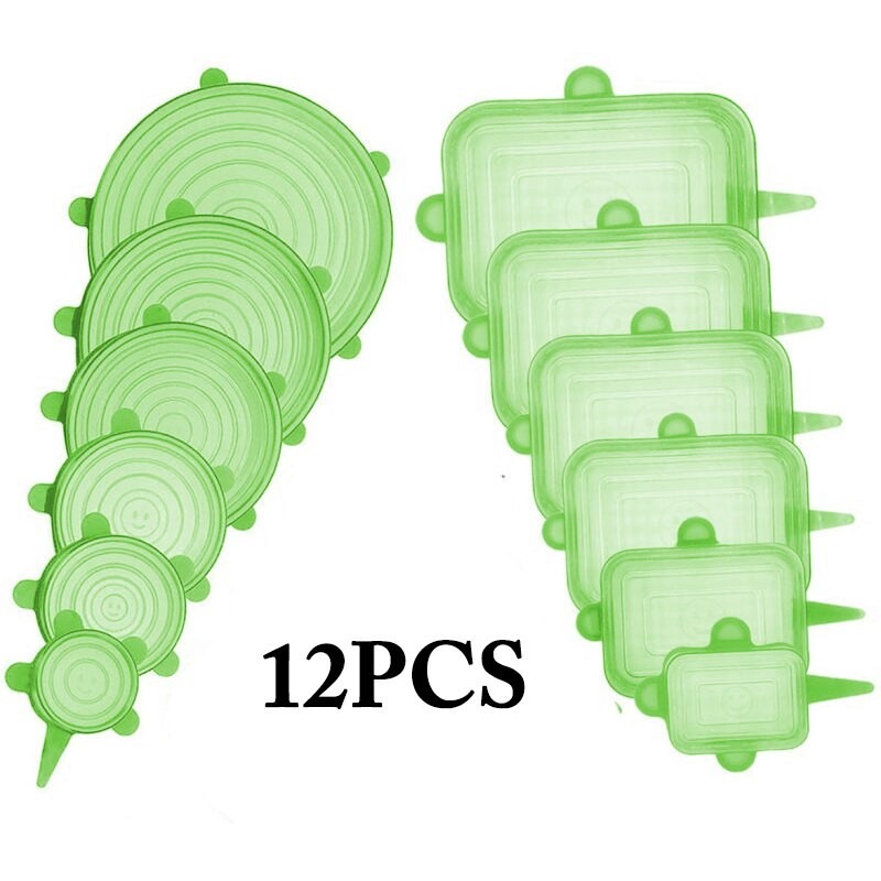 Lot de 12 Couvercles en silicone extensible