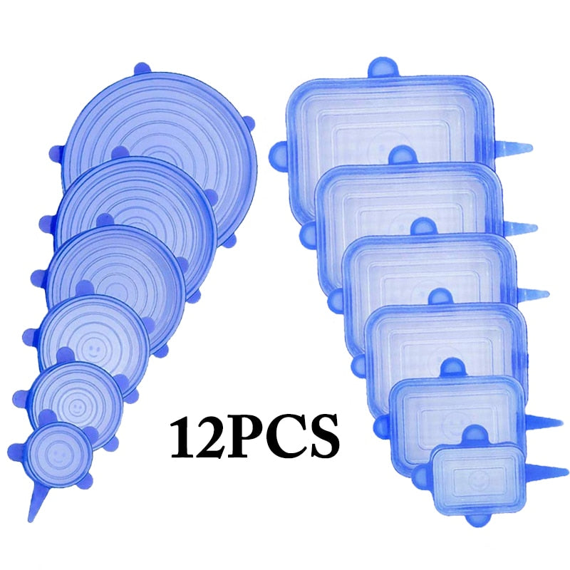 Lot de 12 Couvercles en silicone extensible