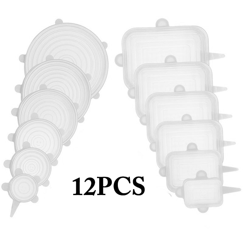 Lot de 12 Couvercles en silicone extensible