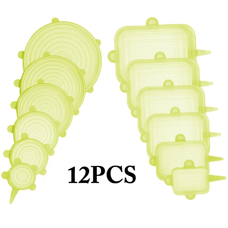 Lot de 12 Couvercles en silicone extensible