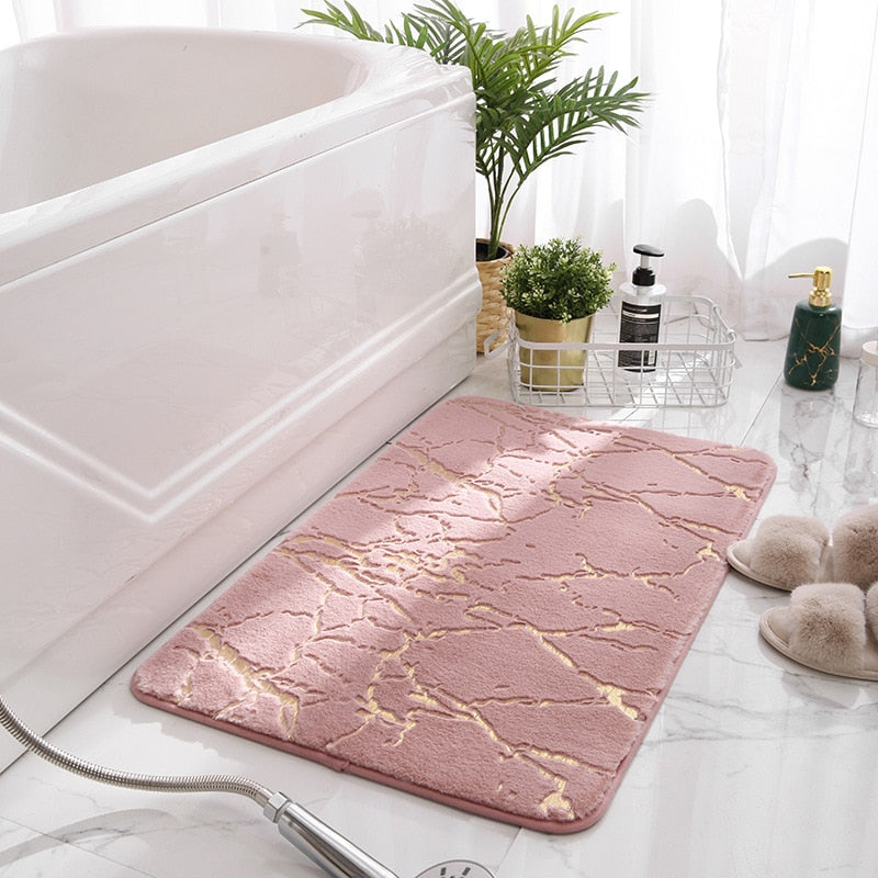 Tapis de bain ultra-absorbant effet marbre