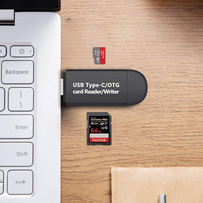 Lecteur de Carte 3-en-1 Micro USB - USB - Type C pour Android