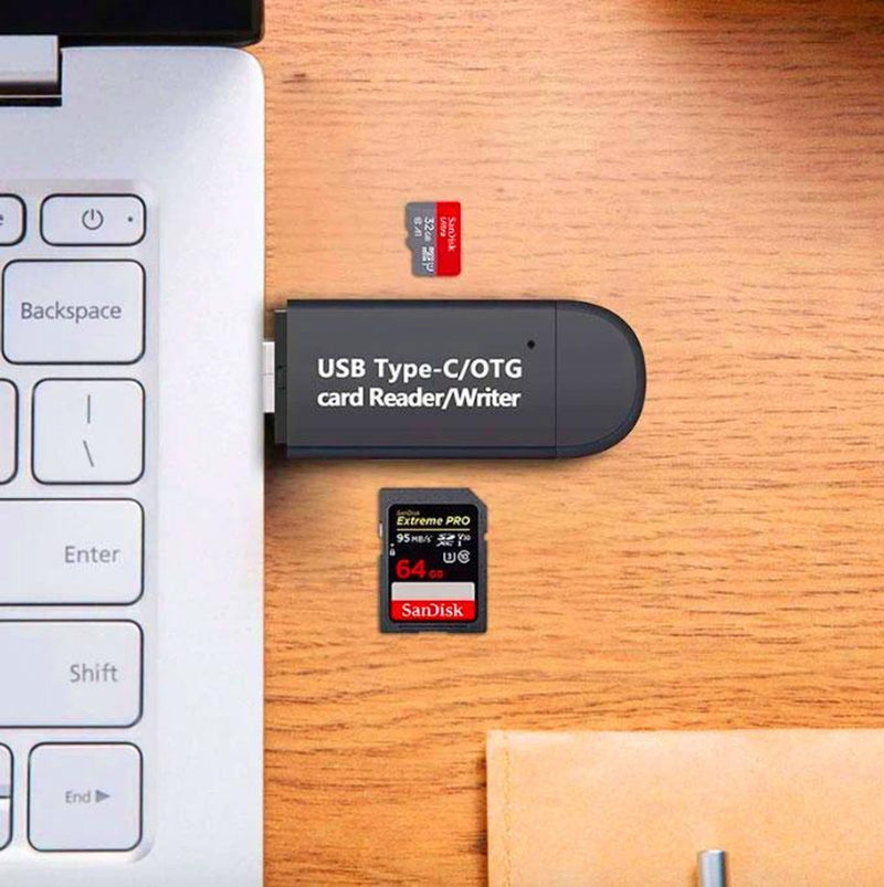 Lecteur de Carte 3-en-1 Micro USB - USB - Type C pour Android